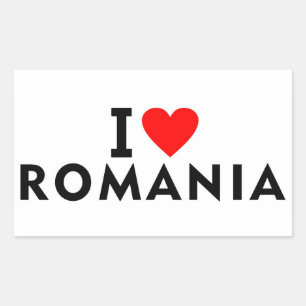Sticker Rectangulaire J'aime la Roumanie pays comme voyage de coeur tour