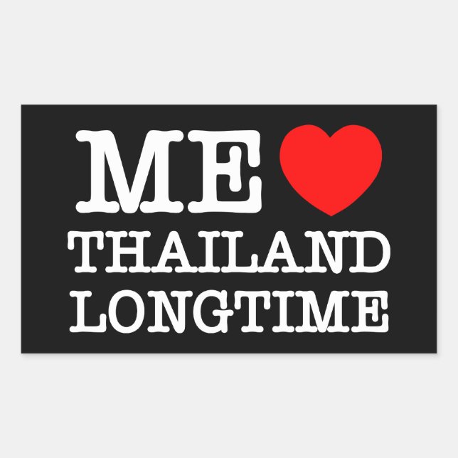 STICKER RECTANGULAIRE J'AIME LA THAÏLANDE LONGTEMPS (Devant)