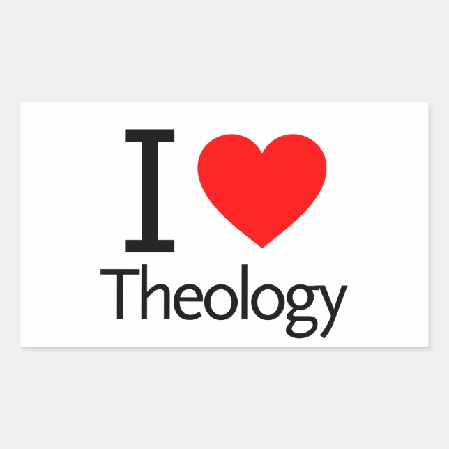 Sticker Rectangulaire J'aime la théologie (Devant)