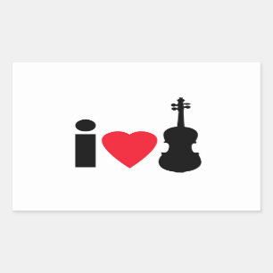 Sticker Rectangulaire J'aime l'autocollant de violon
