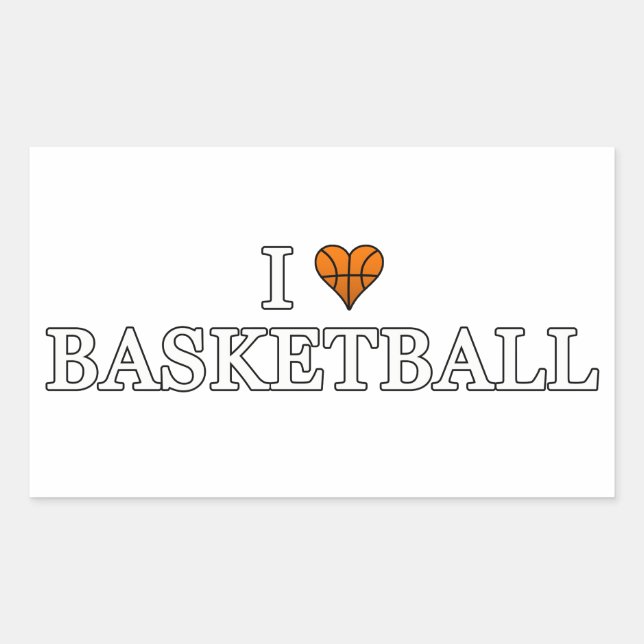 Sticker Rectangulaire J'aime le basket-ball (Devant)