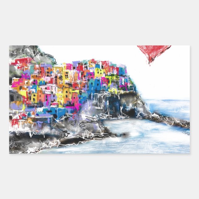 Sticker Rectangulaire J'aime le cinéma terre (Devant)