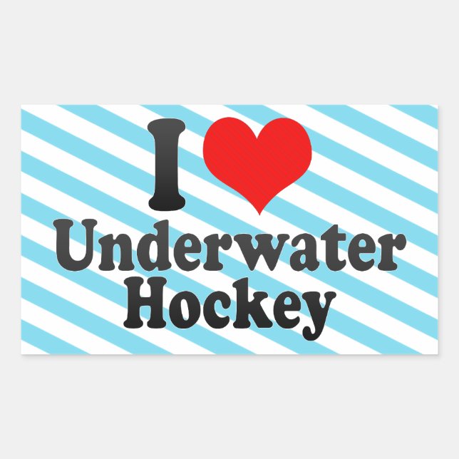 Sticker Rectangulaire J'aime le hockey sous-marin (Devant)