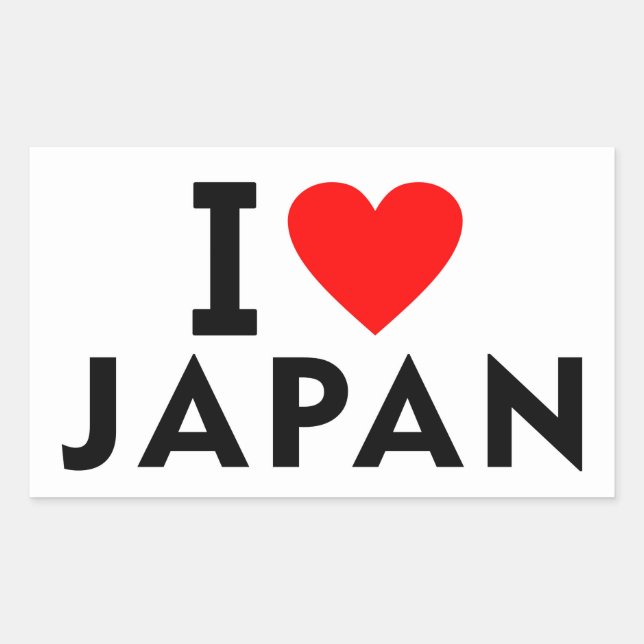 Sticker Rectangulaire J'aime le Japon pays comme voyage cardiaque systèm (Devant)