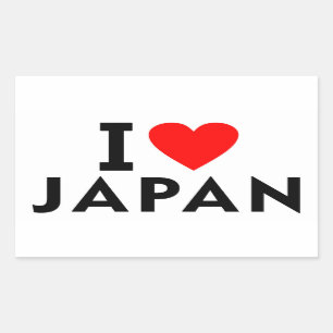 Sticker Rectangulaire J'aime le Japon pays comme voyage cardiaque systèm