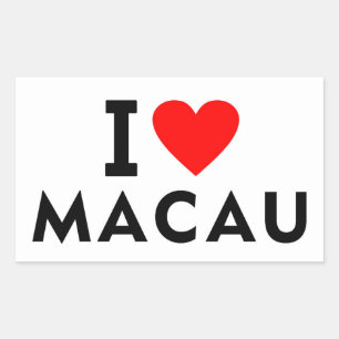 Sticker Rectangulaire J'aime le pays de Macau comme voyage de coeur tour