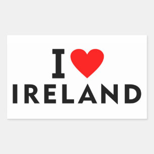 Sticker Rectangulaire J'aime l'Irlande pays comme voyage cardiaque touri