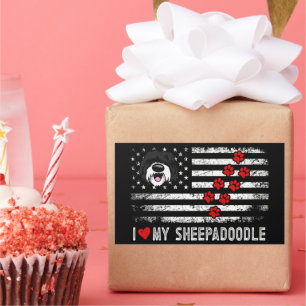 Sticker Rectangulaire J'aime mon berceau mignon propriétaire chien cadea