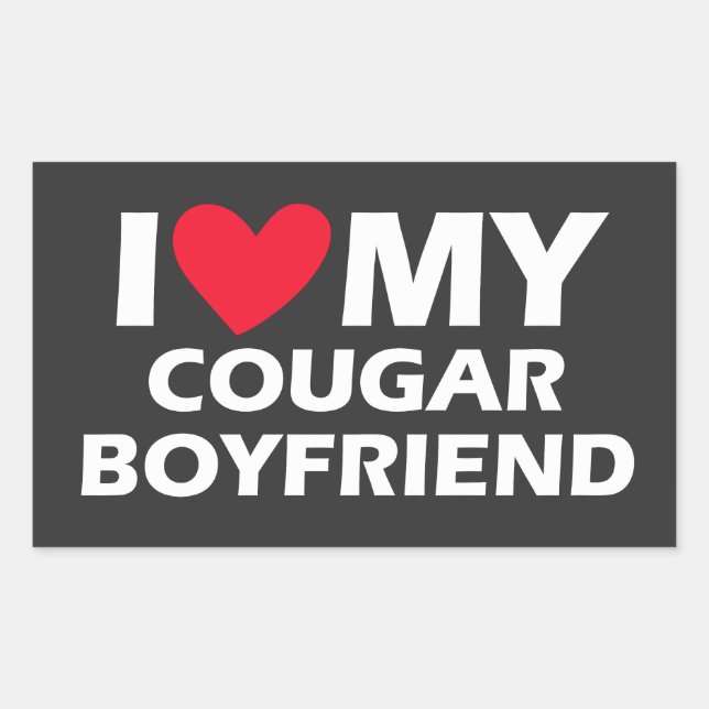 Sticker Rectangulaire J'Aime Mon Cougar Boyfriend (Devant)