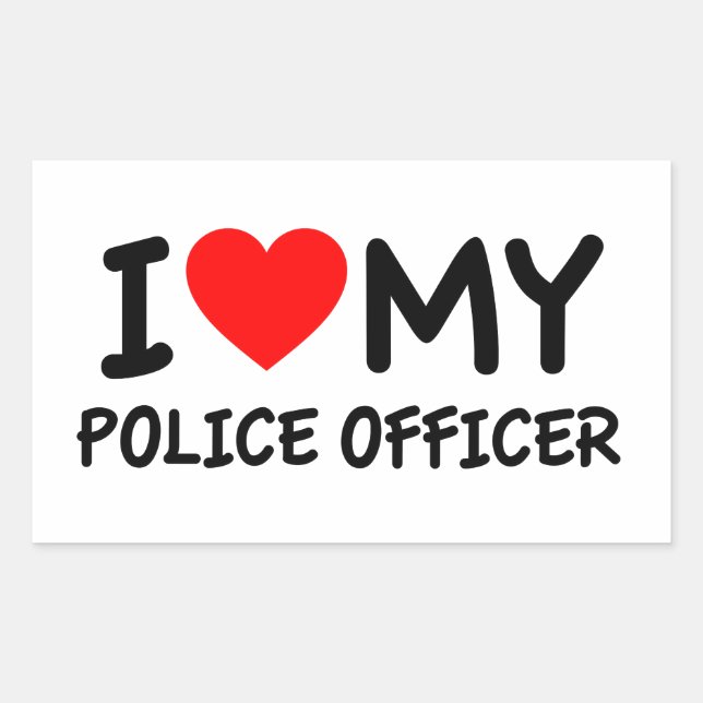 Sticker Rectangulaire J'aime mon policier (Devant)