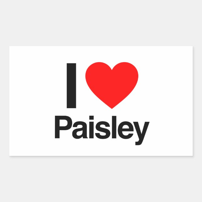 Sticker Rectangulaire j'aime paisley (Devant)