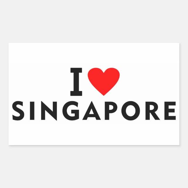 Sticker Rectangulaire J'aime Singapour pays comme voyage de coeur touris (Devant)