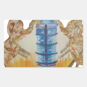 Sticker Rectangulaire Jambo Jumbo African Kids Elephants Art Imprimer