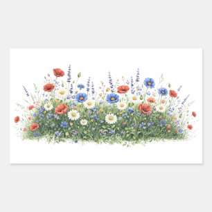 Sticker Rectangulaire jardin botanique de fleurs sauvages