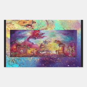 STICKER RECTANGULAIRE JARDIN DES OMBRES PERDUES/DU DRAGON ROUGE VOLANT