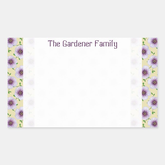 Sticker Rectangulaire Jardin doux Fleur de géranium bleu pâle n'importe  (Devant)