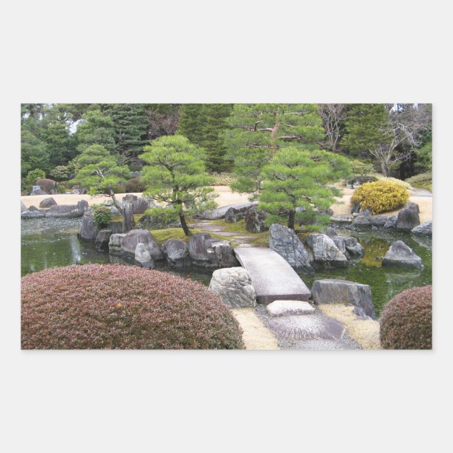Sticker Rectangulaire Jardin japonais 日 本 庭 園 (Devant)