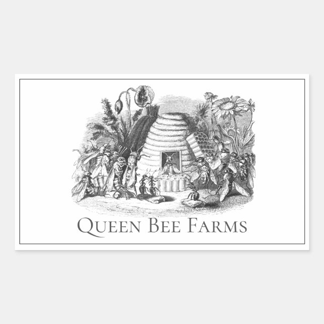 Sticker Rectangulaire Jardin Queen Bee Hive Promotionnels (Devant)