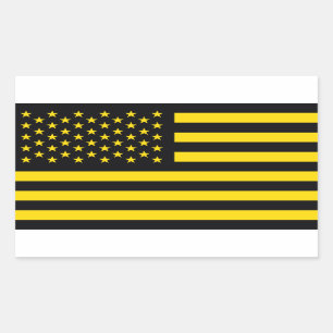 Sticker Rectangulaire Jaune de noir de drapeau américain