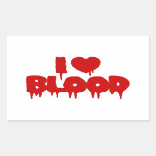STICKER RECTANGULAIRE JE COEUR [AMOUR] SANG