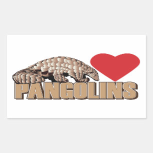 Sticker Rectangulaire Je coeur Pangolins