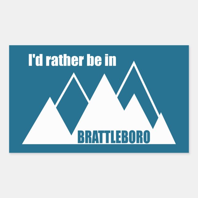 Sticker Rectangulaire Je Préférerais Être À Brattleboro Vermont Mountain (Devant)