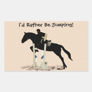Sticker Rectangulaire Je Préférerais Sauter ! Cheval
