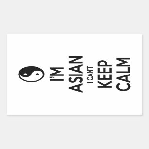 Sticker Rectangulaire Je suis asiatique, je ne peux pas garder le calme
