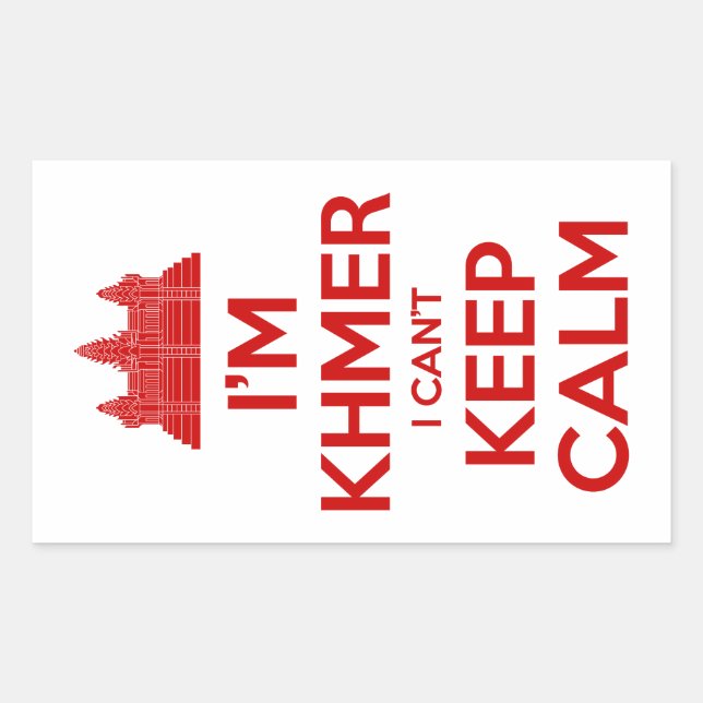 Sticker Rectangulaire Je suis Khmer Je ne peux pas garder le calme (Devant)