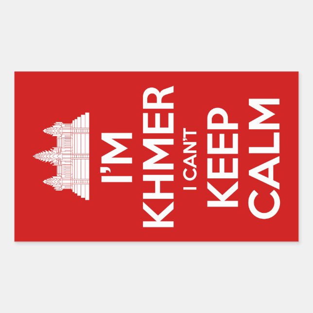 Sticker Rectangulaire Je suis Khmer Je ne peux pas garder le calme (Devant)