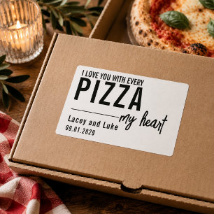 Sticker Rectangulaire Je t'aime avec chaque pizza Fête de pizza drôle