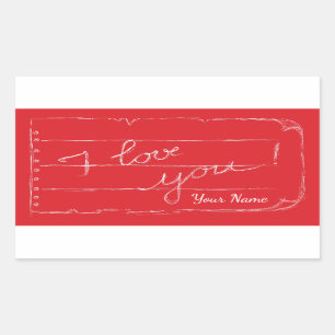Sticker Rectangulaire Je t'aime / Style Chalkboard / Jour des Valentines