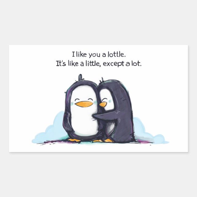 Sticker Rectangulaire Je t'aime un lottle Penguins - Sticker! (Devant)