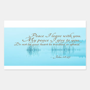 Sticker Rectangulaire Jean 14:27 Jésus dit : "Paix, je pars avec toi,"