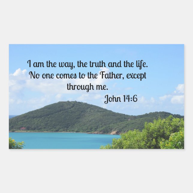 Sticker Rectangulaire Jean 14:6 Je suis le chemin (Devant)