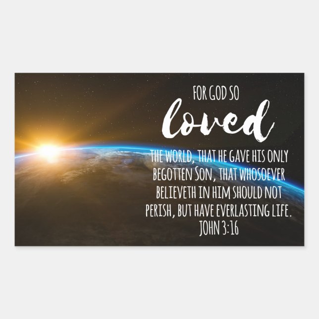 Sticker Rectangulaire Jean 3:16 Bible Verse Christian (Devant)