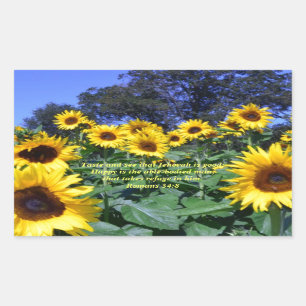 Sticker Rectangulaire Jéhovah, Dieu, est bon 34:8 de Romains