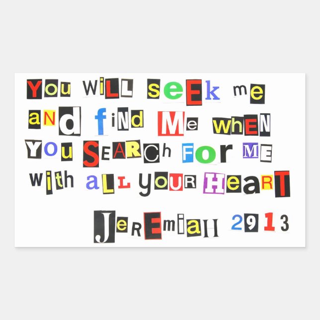 Sticker Rectangulaire Jérémie 29:13 (Devant)