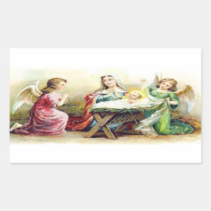 Sticker Rectangulaire Jésus vintage Avec Angles