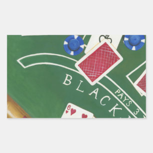 Sticker Rectangulaire Jeu de Blackjack avec chips par Chariklia Zarris