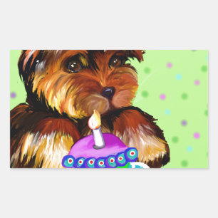 STICKER RECTANGULAIRE JEUX ANNIVERSAIRE YORKIE POO