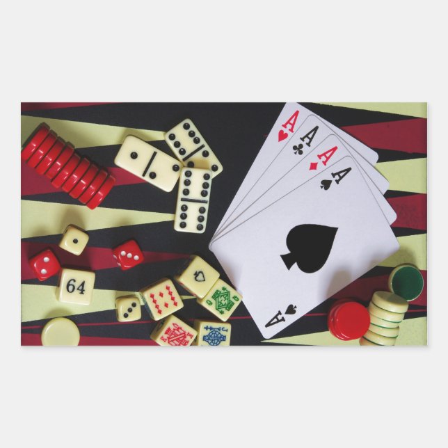 Sticker Rectangulaire Jeux de casino de jeu pièces (Devant)