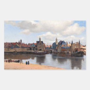 Sticker Rectangulaire Johannes Vermeer - Vue de Delft