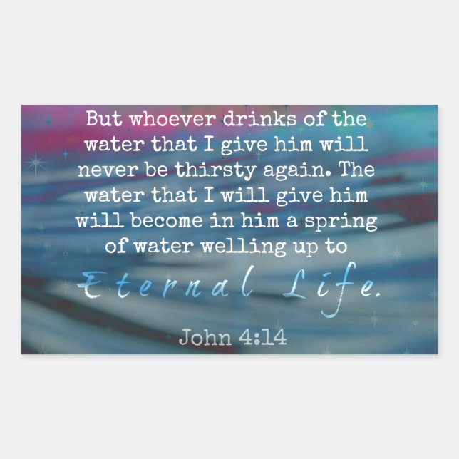 Sticker Rectangulaire John 4:14 Eau et ciel (Devant)