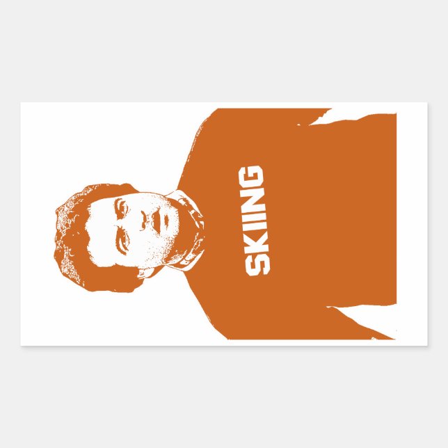 Sticker Rectangulaire John Belushi Skiing (Devant)