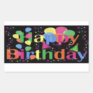 Sticker Rectangulaire Joli Anniversaire coloré et simple