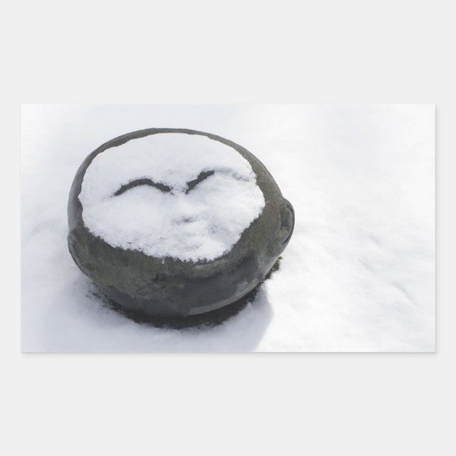 Sticker Rectangulaire Joli Bouddha Avec Le Visage De Neige (Devant)