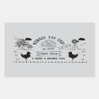 Sticker Rectangulaire Joli dessin de style Doodon Rustique Oeuf Carton