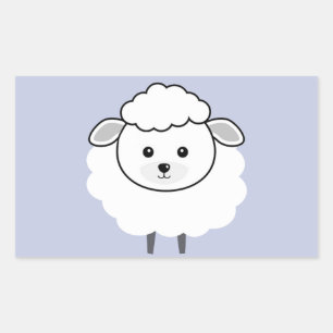 Sticker Rectangulaire Joli visage d'agneau en laine