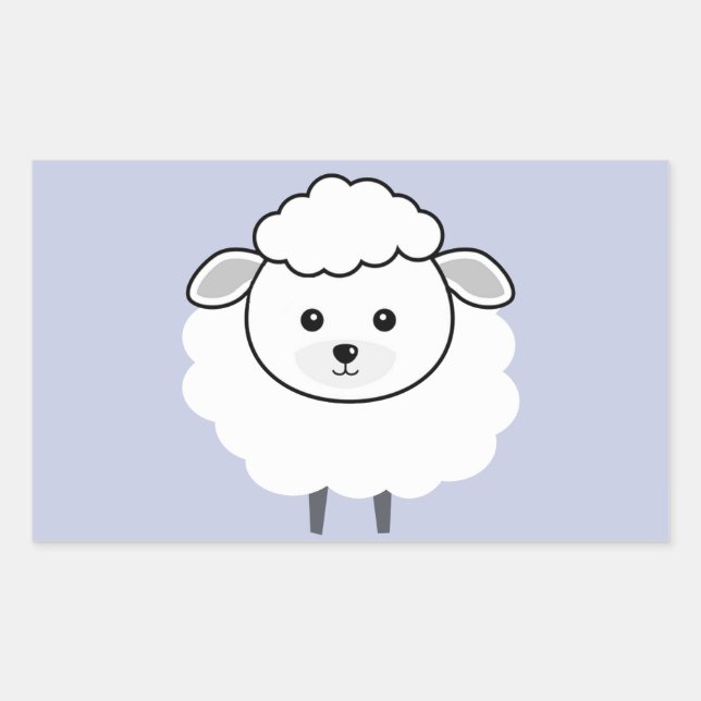 Sticker Rectangulaire Joli visage d'agneau en laine (Devant)